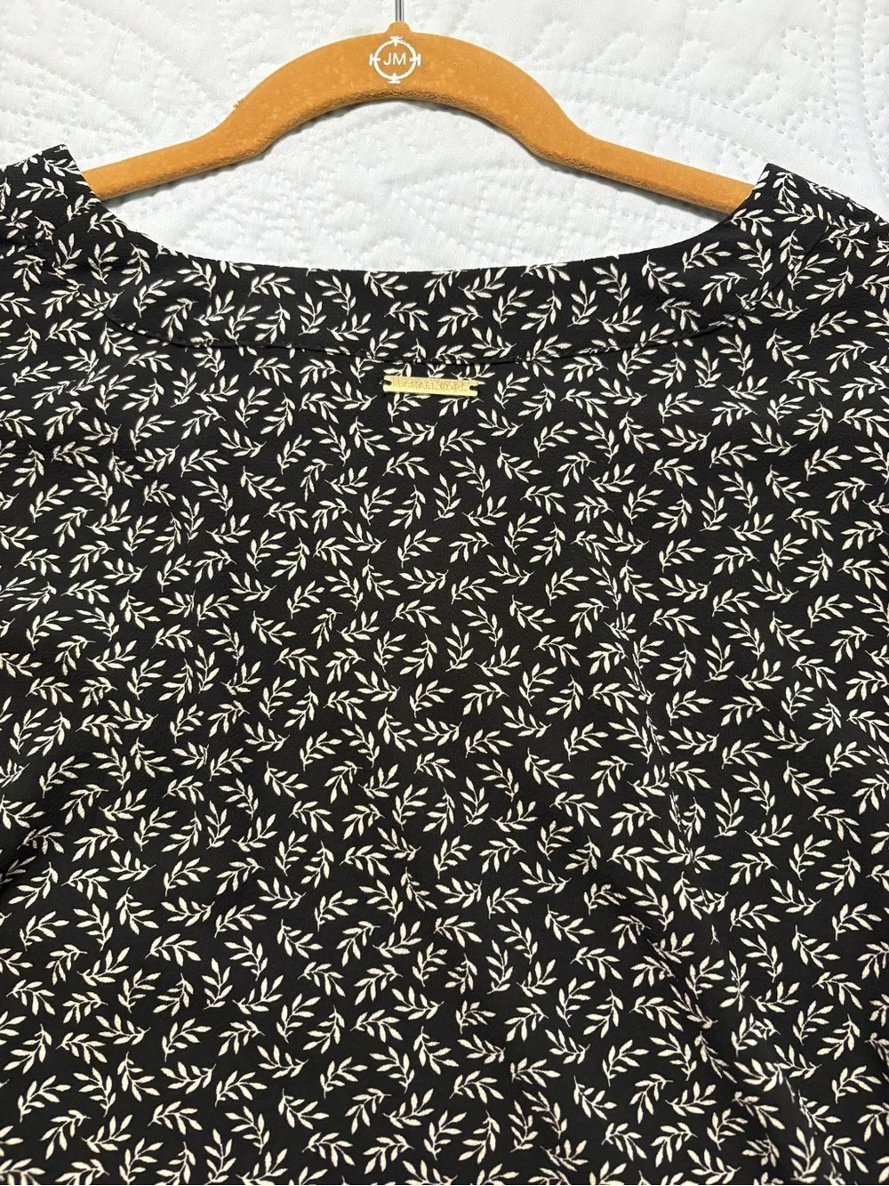 Women’s Michael Kors Black Floral Long-Bell Sleeve Blouse